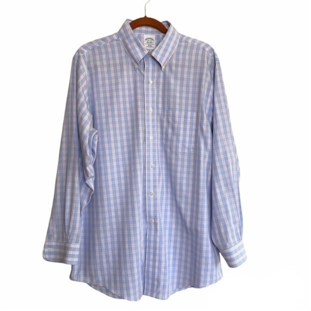 Brooks Brothers Light Blue and White Plaid Button Down